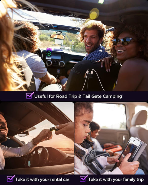 5-in-1 Car USB Charger Multi Port, 12V Car Phone Charger Adapter for Multiple Devices, Car Cigarette Lighter USB Charger with 5FT Extension Cable ...