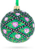 1907 Rose Trellis Royal Egg Green Glass Ball Christmas Ornament 3.25 Inches...