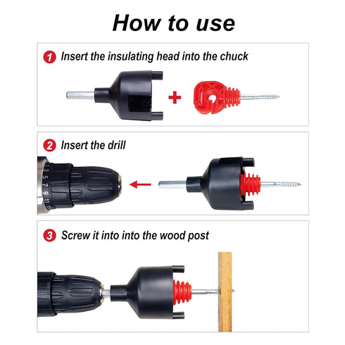 2PCS Drill Chuck Socket Tool of Electric Fence Screw - in Insulators Suitable for Screw-in insulators into Electric Fence Wood Posts...