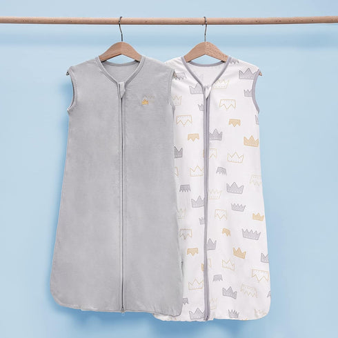 TILLYOU Sleep Sack 18-24 Months - 0.5 TOG Baby Wearable Blanket with 2-Way Zipper, Extra Soft Cotton Sleeveless Sleeping sack 2 Pack, Gray Grown...