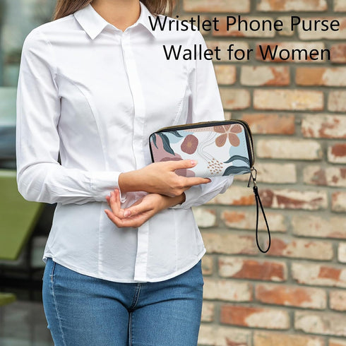 Wristlet Wallets for Women, Ladies Wallet Clutch Purse with Removable Wrist Strap Zip Around Large Capacity Card Holder Cash Pocket Cellphone Purs...