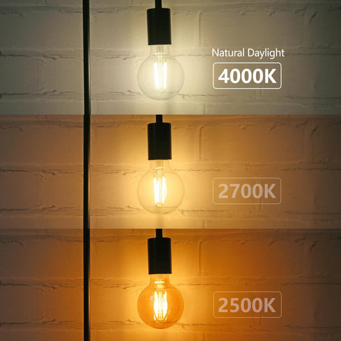 KGC LED Edison Globe Light Bulbs, Neutral White 4000K CRI 90, LED Filament Light Bulb, 6W Equivalent to 60W 700LM, G25(G80) Dimmable, Clear Glass ...
