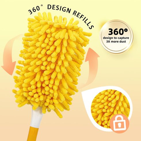 Reusable Duster Refill Compatible with Swiffer Hand Duster - 360 Heavy Duty Dusters Refills - Microfiber Ceiling Fan Duster for Swiffer Dusters Ex...