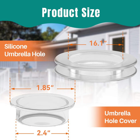 Sukh Patio Table Umbrella Hole Ring Umbrella Hole Ring and Cap Silicone Transparent Hole Couver Plug Hole Rings Set Umbrella Ring Caps 2 Sets for ...