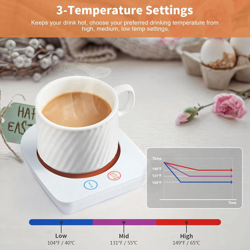 VOBAGA Coffee Warmer & Mug Warmer for Home Office Home Desk Gift Use, 20w Electric Cup Beverage Warmer Plate with 3 Temperature Settings for Tea, ...