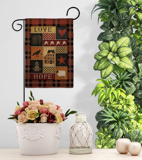 Breeze Decor Primitive Collage Love Hope Garden Flag Country Living Farm Western Barn American Rustic Cowboy Rural Ranch House Decoration Banner S...