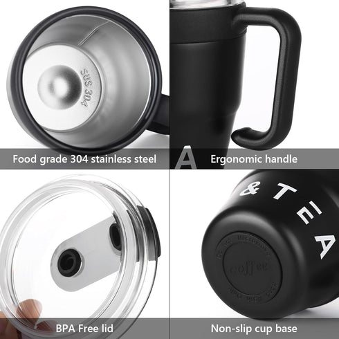 Bincoo 480ML Stainless Steel Coffee Mug with Straw-Pour Over Coffee Maker Set with Collapsible Coffee Dripper Thermal Coffee Mug for Home Office (...