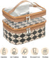 Double Layer Cosmetic Bag Toiletry Bag Makeup Bag Organizer Large Capacity Waterproof Makeup Case for Travel and Daily Use (coffee diamond plaid)...