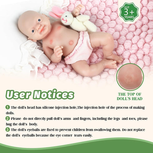 Vollence 7" Mini Reborn Doll Girl Micro Preemie Full Body Silicone Lifelike Mini Reborn Doll Surprice Children Anti-Stress...