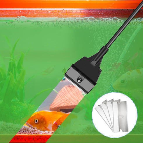 Honoson Aquarium Scraper Algae Scraper for Glass 21.65" Aquariums Fish Tank Scraper Cleaner Tool Kit with 5 Stainless Steel Blades Long Handheld f...
