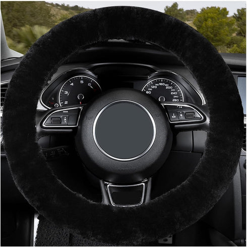 Fuzzy Car Steering Wheel Cover, 15 Inch Elastic Soft Steering Wheel Protector, Anti-Slip Fluffy Car Wheel Covers, Universal Vehicle Warm Winter Ac...