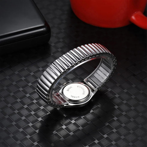 Lancardo Women Elastic Band Watch: Quartz Easy to Read Arabic Number Round Dial Stretch Band Wrist Watch Silver Gold...