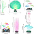 Frienda 8 Pieces Glowing Fish Tank Decorations Plants with 2 Style Glowing Kelp, Sea Anemone, Simulation Coral, Jellyfish, Lotus Leaf, Mushroom fo...
