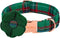 Unique style paws Dog Collar with Removable Felt Flower Tie Winter Christmas Green Plaid Pet Collar for Small Medium Large Girl Boy Dogs-S...