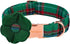 Unique style paws Dog Collar with Removable Felt Flower Tie Winter Christmas Green Plaid Pet Collar for Small Medium Large Girl Boy Dogs-S...