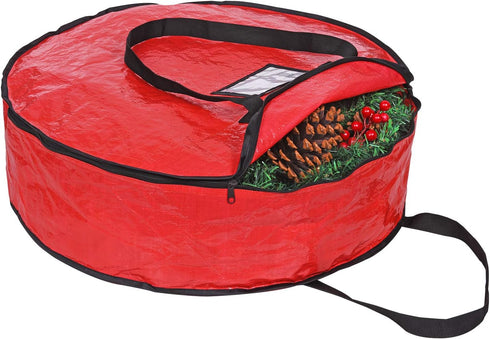 ProPik Christmas Wreath Storage Bag 24" - Garland Holiday Container with Tear Resistant Material - Featuring Heavy Duty Handles and Transparent Ca...