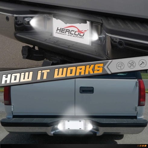 HERCOO LED License Plate Light Lamp Lens White Bulbs Chrome Truck Rear Housing Compatible with 1992 1993 1994 Blazer 1988 to 1999 C1500 K1500 Subu...