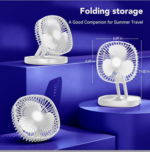 Upgrade Portable Table Fan with 3 Wind Speeds and Hook I Foldable USB Rechargeable Personal Fan for Bedroom Office RV Camping Air Circulator Cooli...