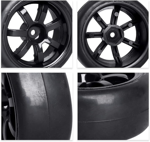 PreGlued 12mm Hex Wheel Rims & OD 2.56" Rubber Tires for 1/10 On-Road Touring Car Drift for Traxxas 4tec 2.0 3.0 Tamiya TT02 TT01 HPI RS4 Wltoys 1...