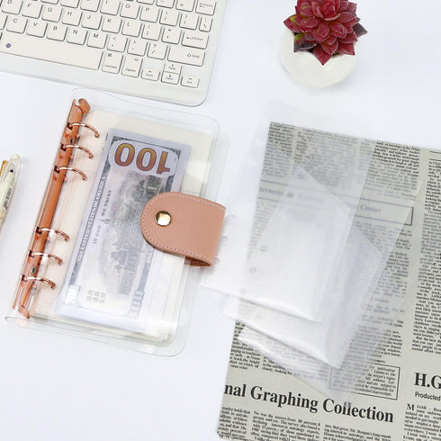 10pcs A6 Clear Binder Cash Envelopes, A6 Insert with 2 Pockets for Budgeting Money,Binder Pockets Index Envelopes for 6 Ring Budgeting Binder Inse...