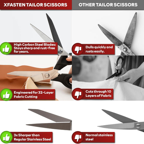 XFasten Heavy-Duty Professional Tailor Scissors, 9.5-Inch Heavy Duty Ultra-sharp Dressmaker’s Scissors Shears for Fabric Cutting | Sewing scissors...
