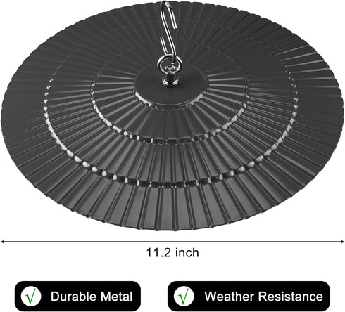 11.2" Metal Bird Feeder Rain Guard, Black Dome Shield Umbrella Cover for Hummingbird Feeder Oriole Feeder, Squirrel Baffles for Bird Feeders...