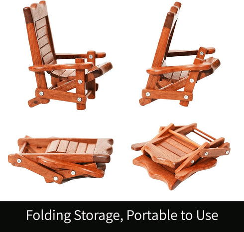 Wood Cell Phone Stand,Wooden Folding Chair,Cute Phone Holder Compatible with iPhone 15 Pro Max 14 Plus 13 12 se,Natural Wood Smartphone Holder for...