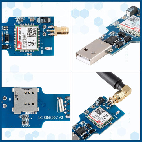 SIM800C USB to GSM Module Quad-Band GSM/GPRS Wireless Module Integrated USB to Serial Chip GSM/GPRS 850/900/1800/1900MHz Support 2G/3G/4G Micro SI...