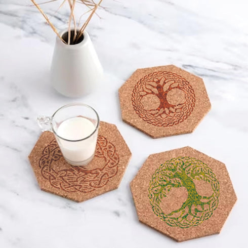 36 Pieces Tree of Life Stencils, 4 Inch Round Reusable Tree Stencils for Painting on Wood Plastic Drawing Natural Tree Template for Coaster Canvas...