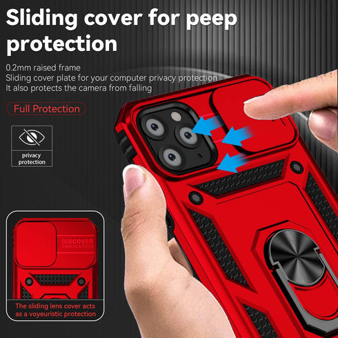 Hitaoyou iPhone 11 Pro Max Case: Military Grade Shockproof, Camera Cover, Kickstand, Magnetic Car Mount Holder - Red...