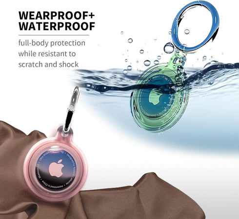 4 Pack Airtag Holder Waterproof Case with Keychain Shockproof Dustproof for Airtag to Locate Pets, Wallets, Bags, Kids, Keys and Other Items...
