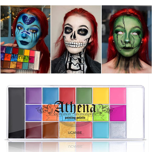 UCANBE Face Body Paint Set-Athena Painting Palette,10 Professional Artist Brush,Large Deep Pan Ideal for Halloween Cosplay Party SFX Arty Stage Ma...