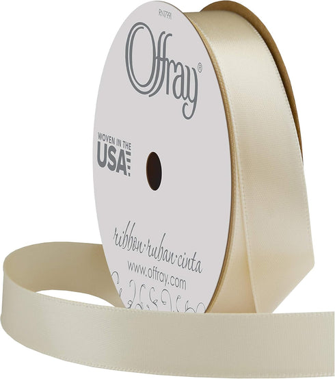 Offray 5/8" Wide Double Face Satin Ribbon, 6 Yards, Ivory White...
