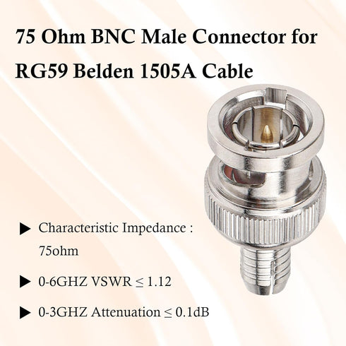 XRDS -RF BNC Compression Connector for RG59 Coaxial Cable BNC Male RG59 Connectors for CCTV, SDI, HD-SDI, Siamese, Security Camera(Pack of 10)...