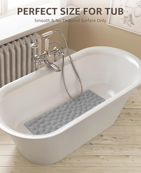 Bligli Non Slip Bathtub Mat, 16x31.5 Inch Standard Non-Slip Bathmats with Strong Suction Cups, Soft Rubber Anti-Slip Bathroom Floor Mat, Machine W...