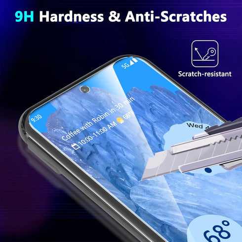 3 Pack Google Pixel 8a Screen Protector,9H Tempered Glass Film,Fingerprint Unlock Support, Full Coverage HD Clear Anti Scratch Bubble-Free Case Fr...