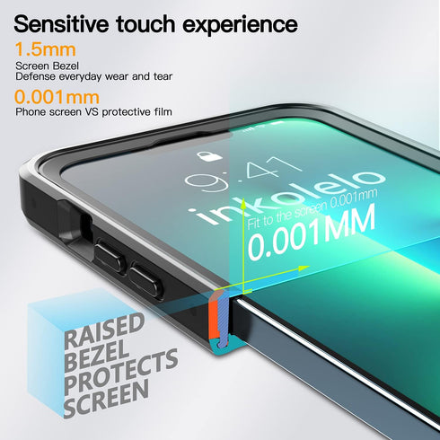 inkolelo Compatible with iPhone 13 Pro Max Waterproof Case, Built-in Screen Full-Body Protector with Floating Strap IP68 Waterproof Case for iPhon...
