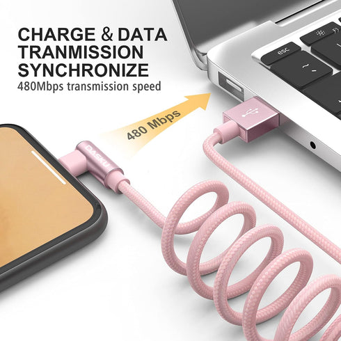 2 Pack 90 Degree iPhone Charger 10Ft Mfi Certified Lightning Cable Right Angle Long Nylon briaded Cord Compatible with Apple iPhone 14 13 12 11 Pr...