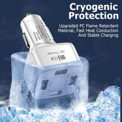 USB Car Charger Adapter, 4 Ports QC3.0 35W 7A Fast Car Phone Charger, Multi-Port Smart Quick Charger with LED Light, Compatible with iPhone 13 12 ...