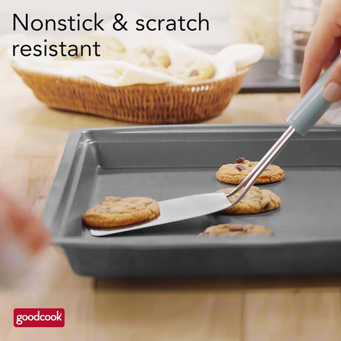 GoodCook 15” x 10.5” Nonstick Carbon Steel Baking Pan & Raised Wire Rack – Pizza Crisper, Crispy Bacon, Multipurpose Cooking Sheet Pan, Cooling Ra...