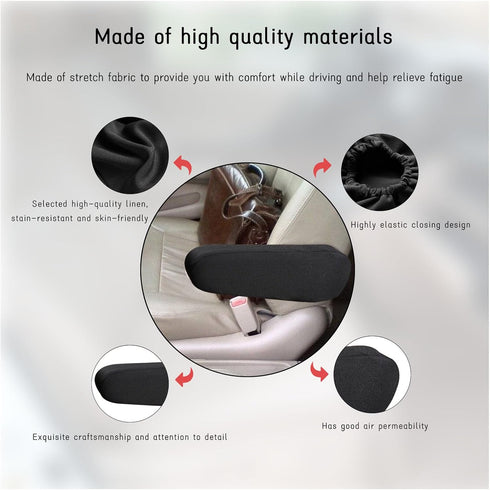 2 PCS Car Front Seat Armrest Covers, Soft Elastic Fabric Auto Arm Rest Protector, Breathable Front Seat Armrest Cover Replacement, Universal Vehic...