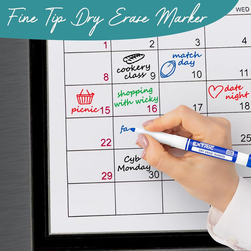 Dry Erase Markers Fine Tip, 12 Count Whiteboard Markers, Blue Dry Erase Markers, Fine Point Dry Erase Markers, Dry Erase Markers for Kids, White B...