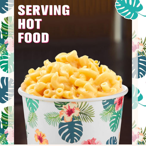 Hawaiian Summer Party Supplies Ice Cream Bowls Disposable Treat Snack Cups 8 oz Paper Yogurt Dessert Bowls for Sundae Soup Candy Hot or Cold Food ...