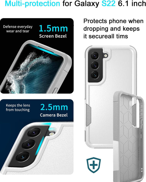 for Galaxy S22 Case Magnetic Compatible with MagSafe, Drop Protection Rugged Shockproof Phone Cover for Samsung Galaxy S22 (White)...