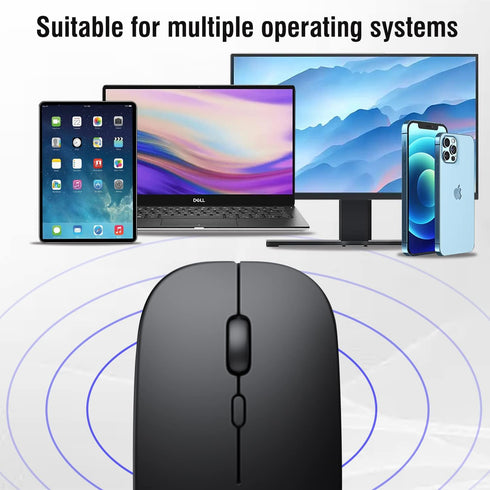 Wireless Bluetooth Mouse for iPad/MacBook Pro/Air/Laptop/pc Rechargeable Silent Mouse Portable Slim for Surface Pro/Lenovo/Samsung Tablet (Black)...
