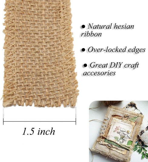 DECORA Natural Wide Burlap Ribbon on Spool for Wedding Decoration DIY Crafting,1.5inch/10 Yard...