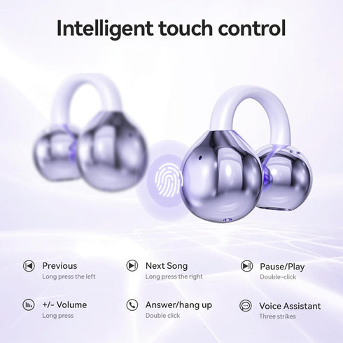 Open Ear Clip Headphones Wireless Earbuds Bluetooth 5.4 Sports Earphones Wireless Charging Case & LED Power Display Waterproof Fitness Headphones ...