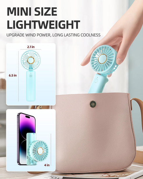 FrSara Portable Handheld Fan, Neck Fan, Mini Desk Fan, Multi-Function Fan, 2000mAh Ultra-Long Battery Life, Ultra-Quiet, 3-Speed Visual Adjustment...