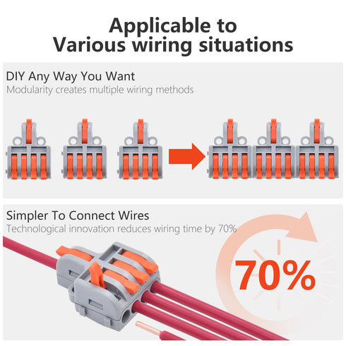 10Pcs Lever Wire Connectors, 1 in 4 Out DIY Mini Quick Terminal Block Compact Splice Electrical Connectors, 24-12 AWG...