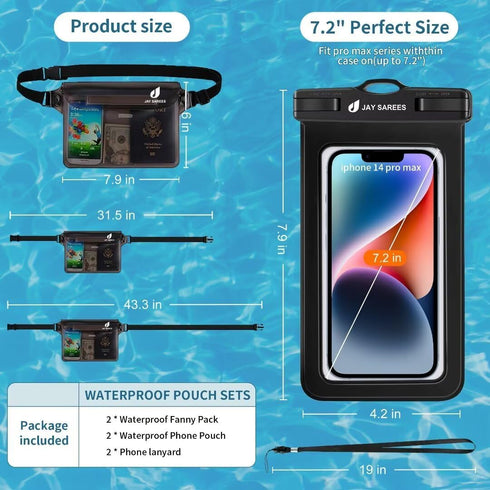 Waterproof Phone Pouch Fanny Pack, Cruise Essentials 4-Piece Set, Waterproof Bag for Beach Vacation Kayak Cruise Accessories,Waterproof Phone Case...